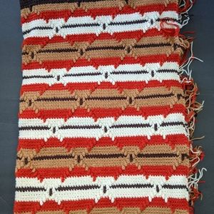Handmade Knit Western Pattern Large Blanket 66x48 in